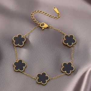 Браслет-цепочка с черной дорожкой клевера 1J12035CJJ Браслет-цепочка с черной дорожкой клевера 1J12035CJJ