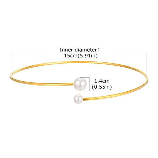 Колье-обруч золотистое с жемчугом CJL91401 Колье-обруч золотистое с жемчугом CJL91401