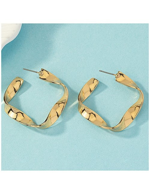 Широкие витые серьги-конго квадратной формы M17629