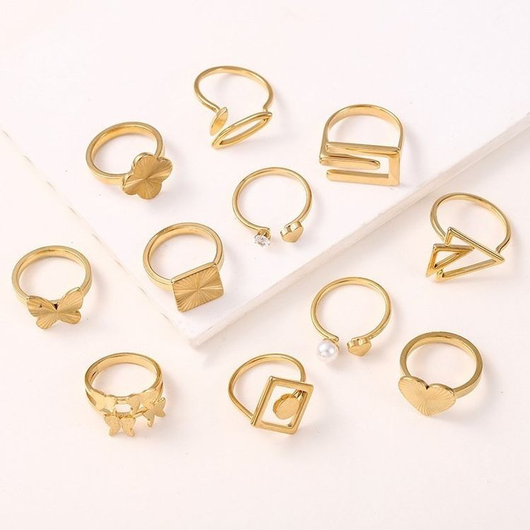 Кольцо медицинская сталь с напылением золотом J10343CJJ Кольцо медицинская сталь с напылением золотом J10343CJJ