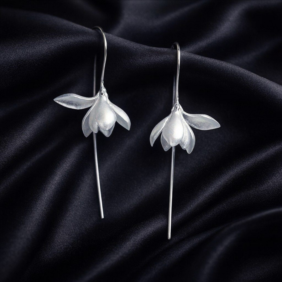 Серьги магнолия медь напыление платиной 1J12481CJJ