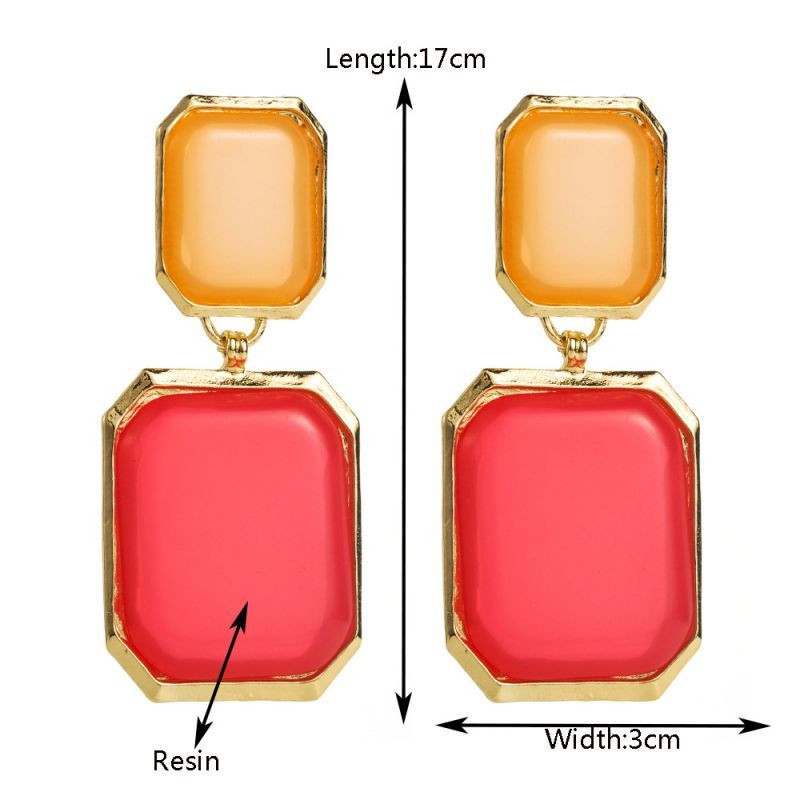 Крупные висячие серьги с прямоугольными акриловыми звеньями CJH87333