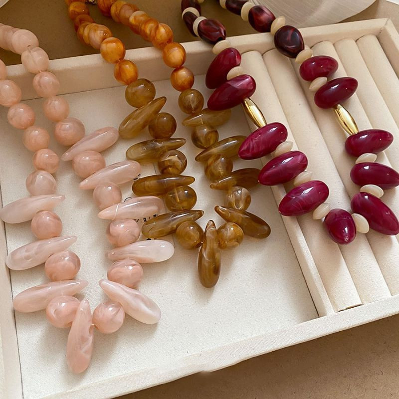 Бусы из натурального необработанного камня в теплых оттенках CJP44867 Бусы из натурального необработанного камня в теплых оттенках CJP44867