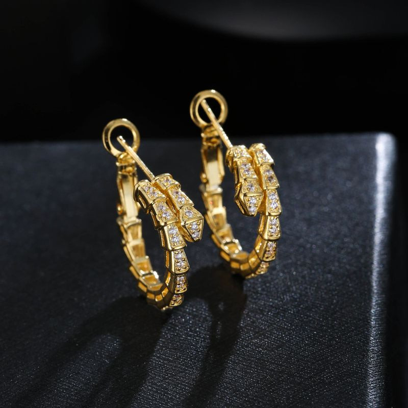 Серьги-кольца змеи со стразами 1J11965CJJ