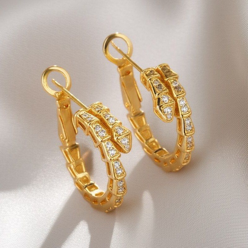 Серьги-кольца змеи со стразами 1J11965CJJ