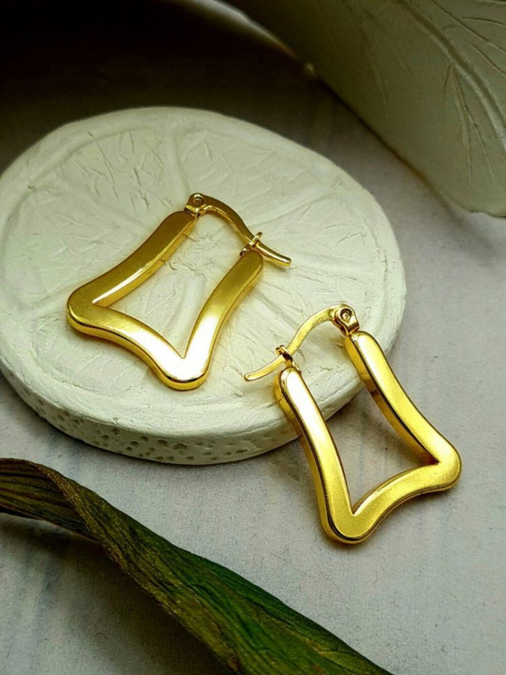 Стальные серьги-кольца конго сложной трапециевидной формы J10286CJJ