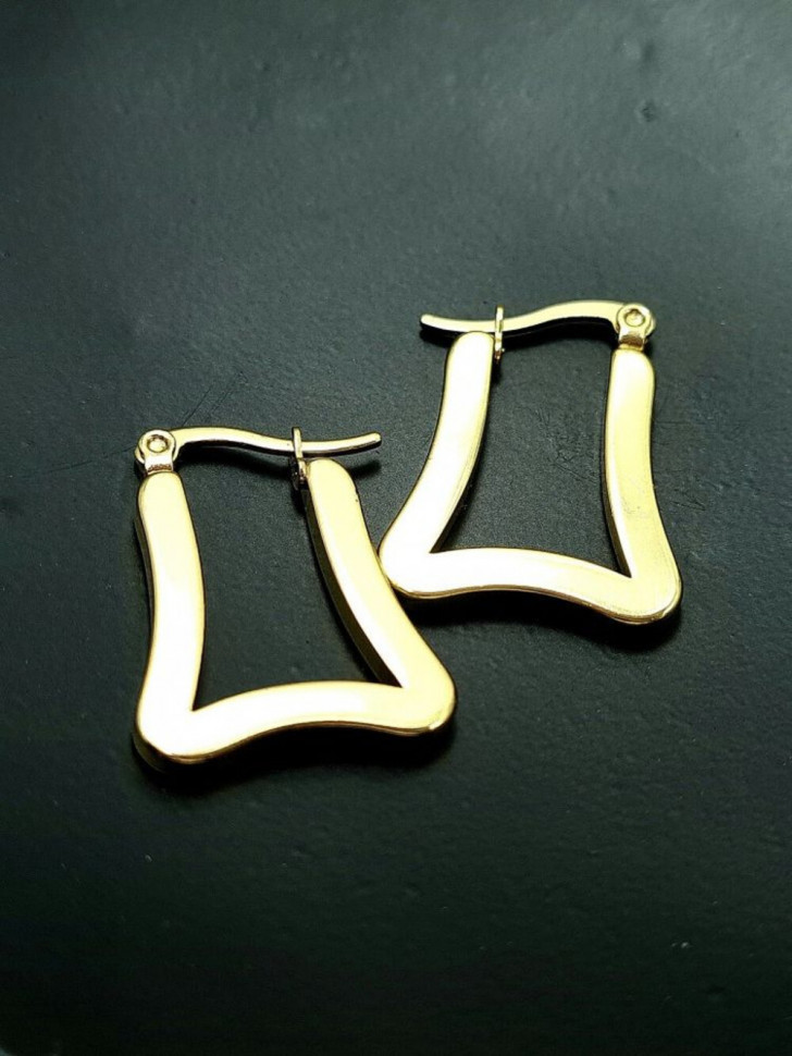 Стальные серьги-кольца конго сложной трапециевидной формы J10286CJJ