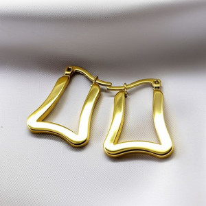 Стальные серьги-булавка с напылением золотом вогнутые стороны J10286CJJ Стальные серьги-булавка с напылением золотом вогнутые стороны J10286CJJ