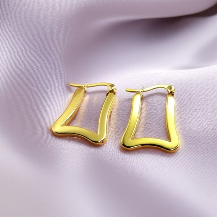 Стальные серьги-кольца конго сложной трапециевидной формы J10286CJJ