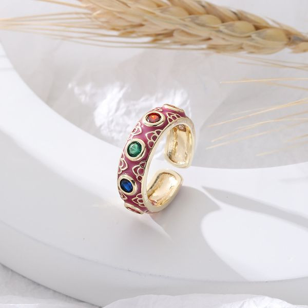 Разомкнутое кольцо с цветной эмалью и звездами CJL47003 Разомкнутое кольцо с цветной эмалью и звездами CJL47003