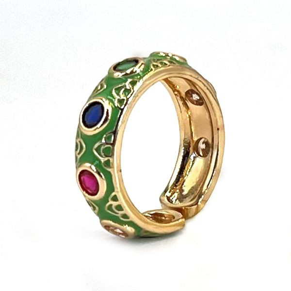 Разомкнутое кольцо с цветной эмалью и звездами CJL47003 Разомкнутое кольцо с цветной эмалью и звездами CJL47003