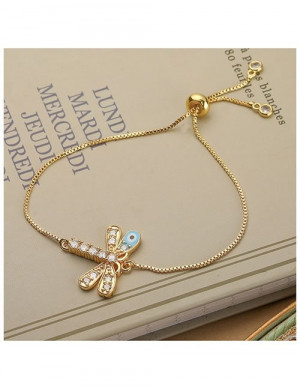 Браслет-нить со стрекозой и камнем Z38139