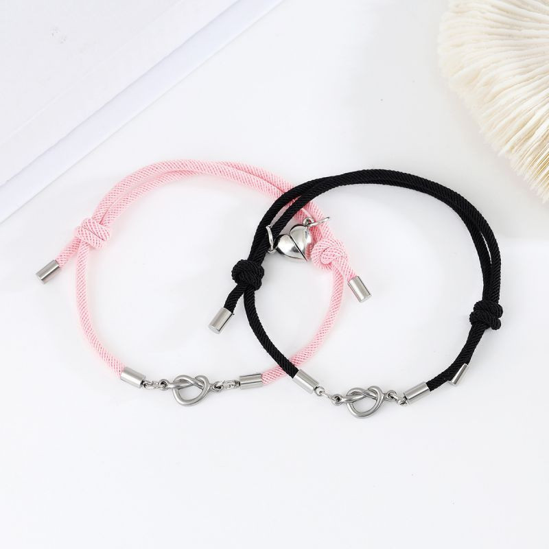 Парные браслеты неразлучные сердца на шнурке