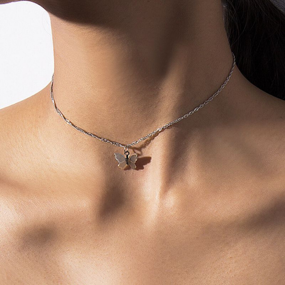 Тонкая цепочка с подвеской в форме порхающей бабочки CJJ24353
