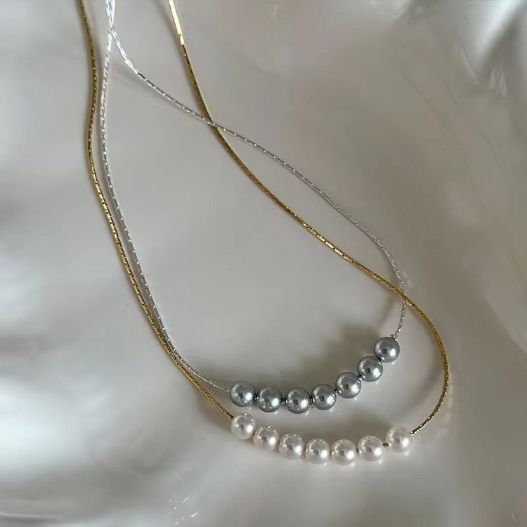 Тонкое колье с дорожкой из переливающихся кристаллов J10795CJJ Тонкое колье с дорожкой из переливающихся кристаллов J10795CJJ