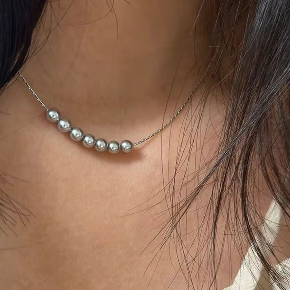 Тонкое колье с дорожкой из переливающихся кристаллов J10795CJJ Тонкое колье с дорожкой из переливающихся кристаллов J10795CJJ