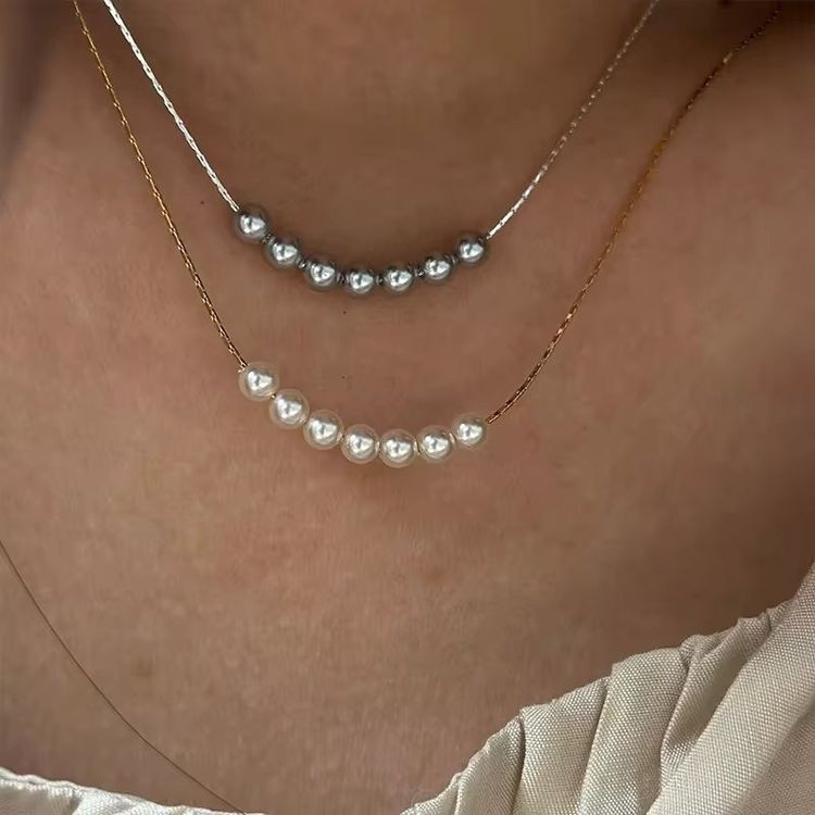 Тонкое колье с дорожкой из переливающихся кристаллов J10795CJJ Тонкое колье с дорожкой из переливающихся кристаллов J10795CJJ