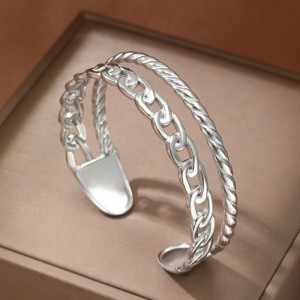 Браслет жесткий двухрядный с панцирным плетением CJM03864 Браслет жесткий двухрядный с панцирным плетением CJM03864