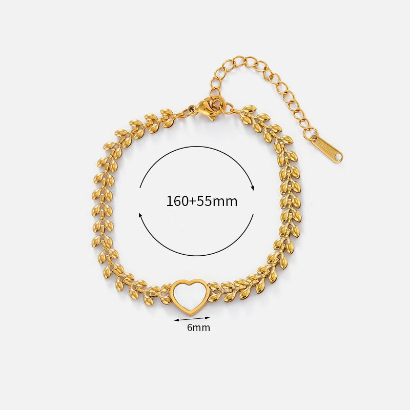 Браслет тонкая цепь с вставкой из перламутрового сердца CJN35862 Браслет тонкая цепь с вставкой из перламутрового сердца CJN35862