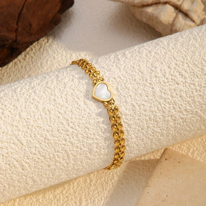 Браслет тонкая цепь с вставкой из перламутрового сердца CJN35862