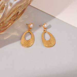 Серьги Висячие Овалы с жемчугом CJR69409 Серьги Висячие Овалы с жемчугом CJR69409