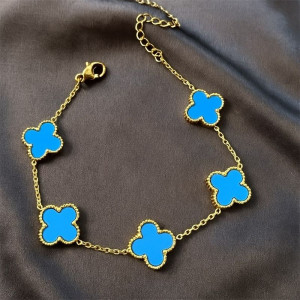 Браслет-цепочка с голубой дорожкой клевера 1J12037CJJ Браслет-цепочка с голубой дорожкой клевера 1J12037CJJ