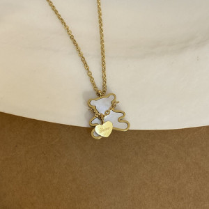 Стальная цепочка с напылением золотом кулон мишка с белой вставкой J10089CJJ Стальная цепочка с напылением золотом кулон мишка с белой вставкой J10089CJJ