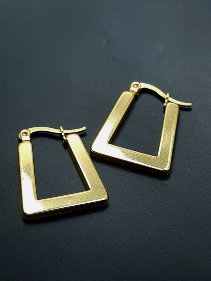 Трапециевидные серьги-кольца конго с широким ровным краем J10287CJJ