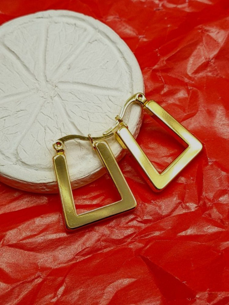 Стальные серьги-булавка с напылением золотом плоский прямоугольник J10287CJJ Стальные серьги-булавка с напылением золотом плоский прямоугольник J10287CJJ