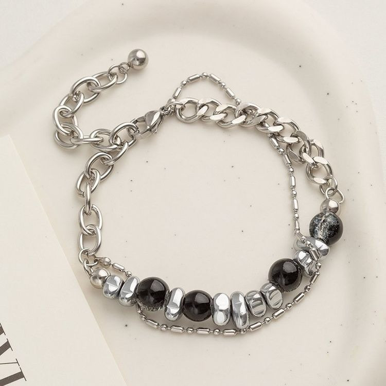 Браслет-цепочка с декоративными вставками и плетением J10775CJJ