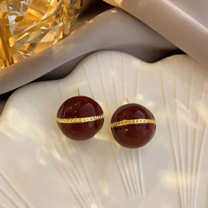 Серьги-пусеты Глянцевые сферы с золотой нитью и серебряным гвоздиком 1J10384CJJ Серьги-пусеты Глянцевые сферы с золотой нитью и серебряным гвоздиком 1J10384CJJ