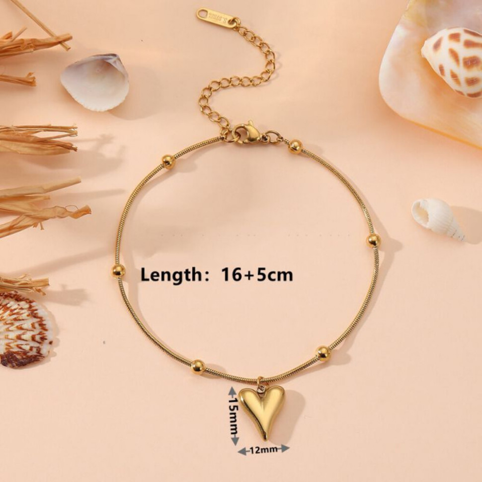 Браслет-цепочка с сердцем и шариками CJH91080