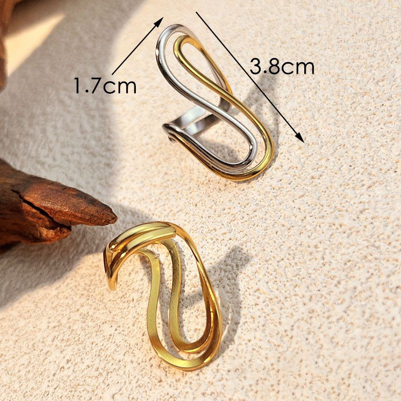 Стальное фаланговое кольцо в форме плавной волны CJM18958