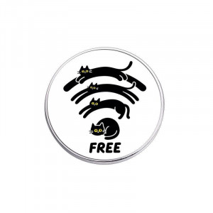 Круглая брошь-чёрный кот с Wi-Fi ASUY38759