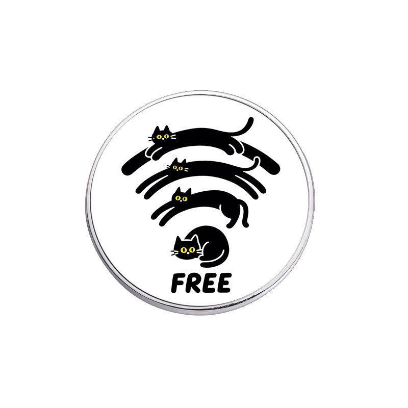 Круглая брошь-чёрный кот с Wi-Fi ASUY38759