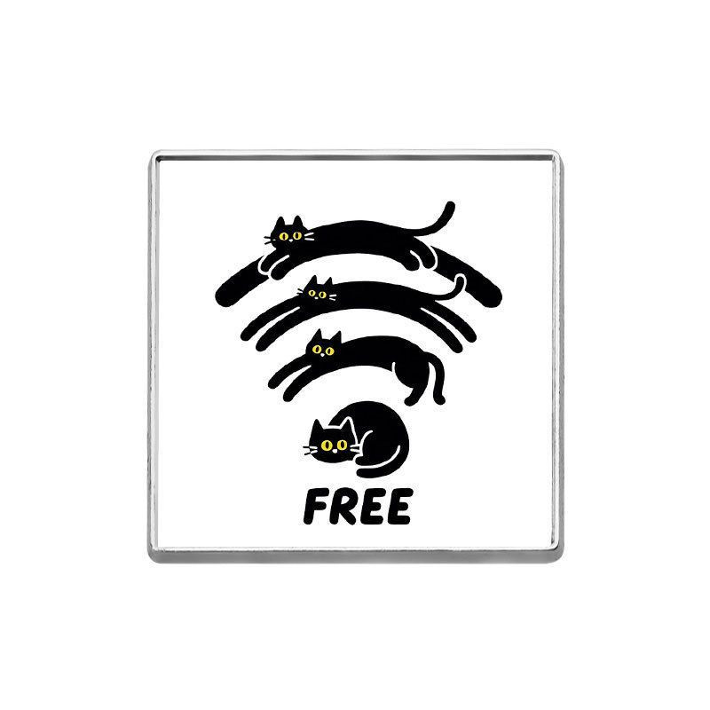 Круглая брошь-чёрный кот с Wi-Fi ASUY38759