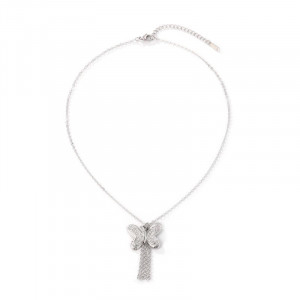 Серебряное колье из стали с бабочкой и кисточкой CJZ56190 Серебряное колье из стали с бабочкой и кисточкой CJZ56190