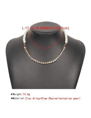 Лаконичное колье из мелкого жемчуга с серебристыми разделителями S94867MSK