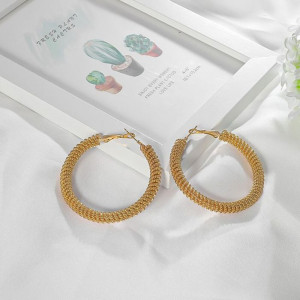 Матовые серьги-кольца с широким профилем CJH55859 Матовые серьги-кольца с широким профилем CJH55859