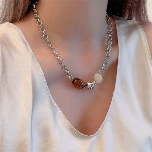 Цепочка с крупными бусинами из камня CJL47439