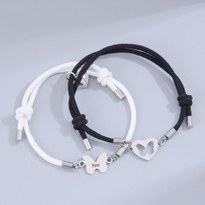 Парные браслеты нежное сияние с бабочкой и сердцем