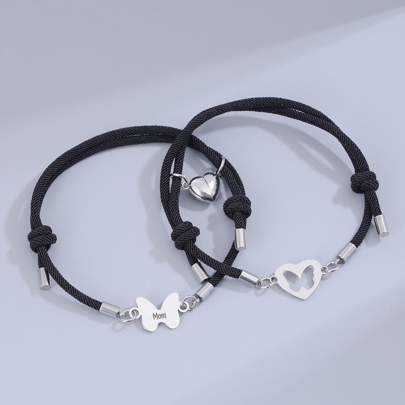 Парные браслеты нежное сияние с бабочкой и сердцем Парные браслеты нежное сияние с бабочкой и сердцем