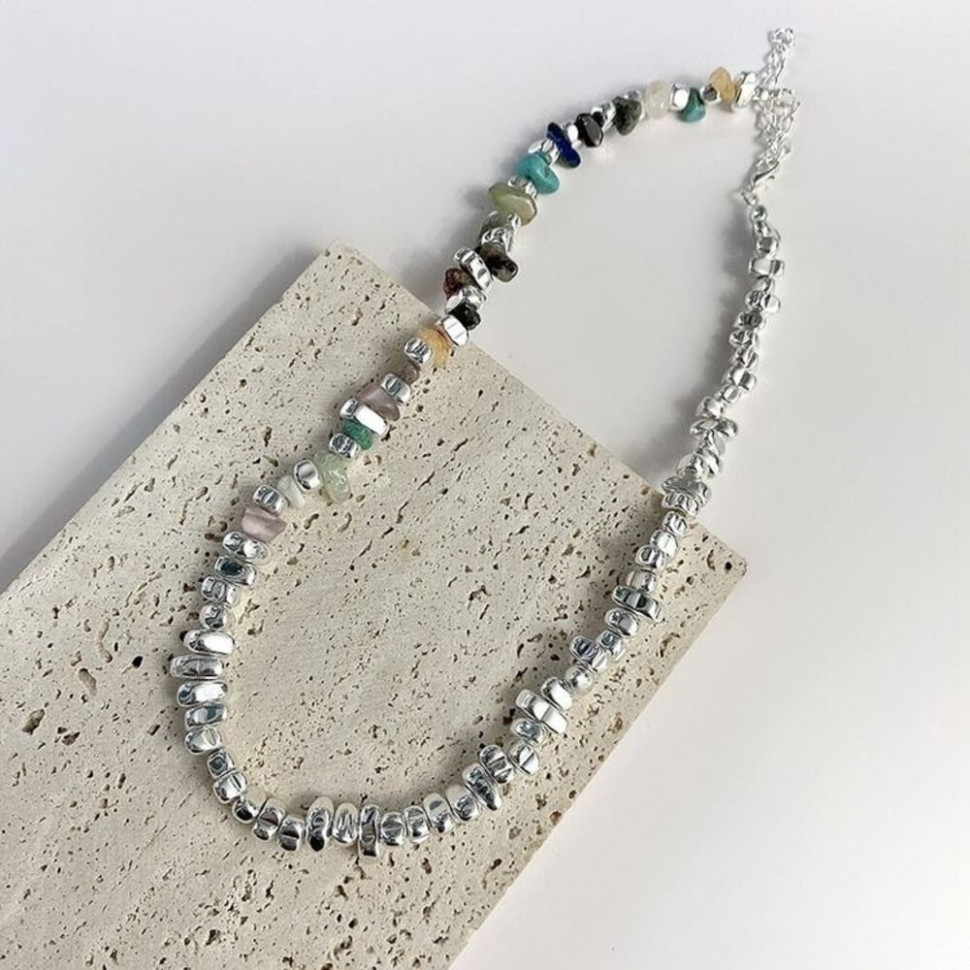 Колье из граненых бусин с эффектом «битого стекла» J10797CJJ