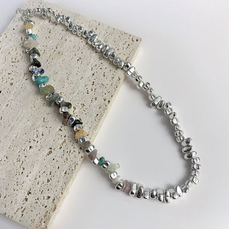 Колье из граненых бусин с эффектом «битого стекла» J10797CJJ