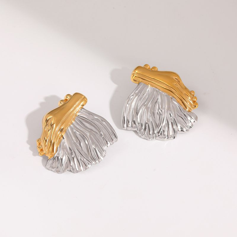 Серьги-пусеты веера мятые CJR69411