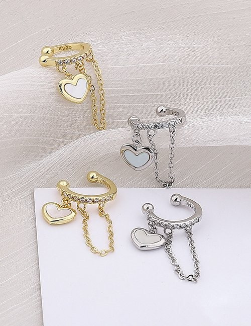 Кафф с подвеской-сердцем и цепью серебро Z05798