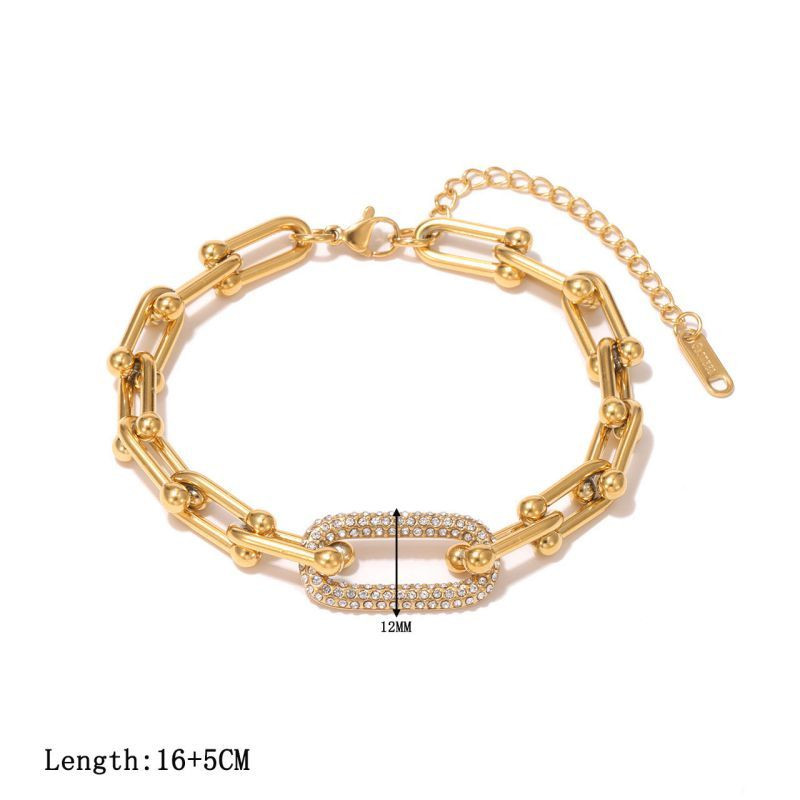 Браслет-цепочка комбинированного плетения с инкрустацией CJP45522