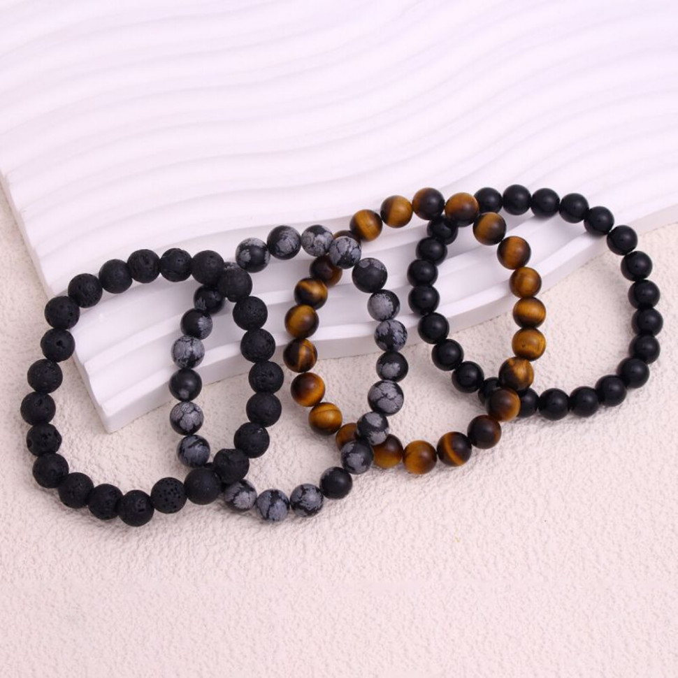 Браслет из матовых камней с узором CJH16971