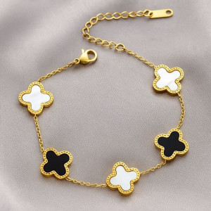 Браслет-цепочка с черно-белым клевером 1J12039CJJ Браслет-цепочка с черно-белым клевером 1J12039CJJ