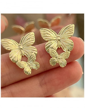 Крупные серьги-пусеты «Двойные бабочки» M18485